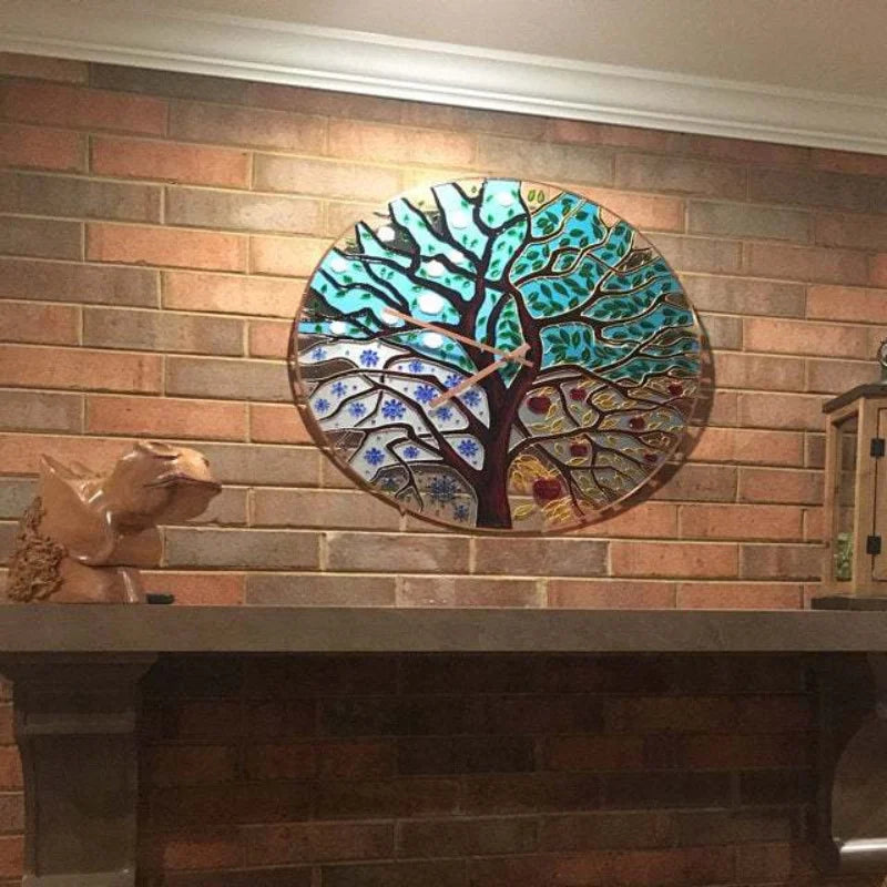 Four Seasons Life Tree Silent Clock Mechanism Clock Mechanism with Needles Home and Novel Decoration Wall Art Mural Decoration 