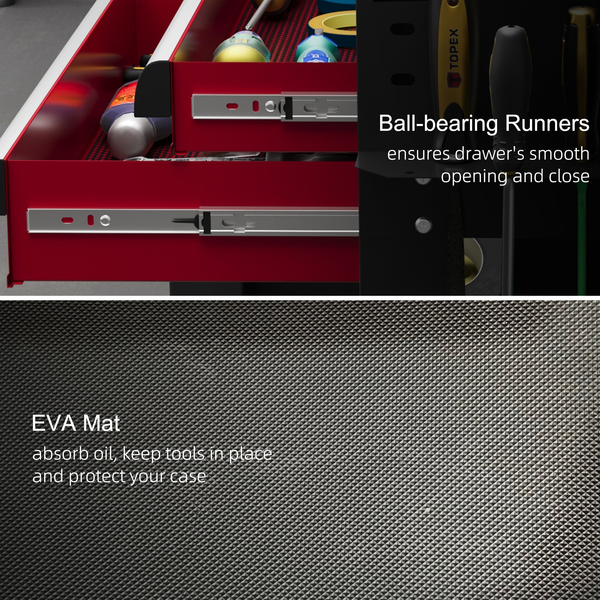 HOMCOM Tool Cart on Wheels Service Cart with 2 Drawers Tray Lockable Flip Top Storage for Garage Warehouse Workshop Black 