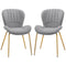HOMCOM Dining Chairs Set of 2, Modern Accent Chair with Cushioned Backrest, Upholstery for Living Room, Grey