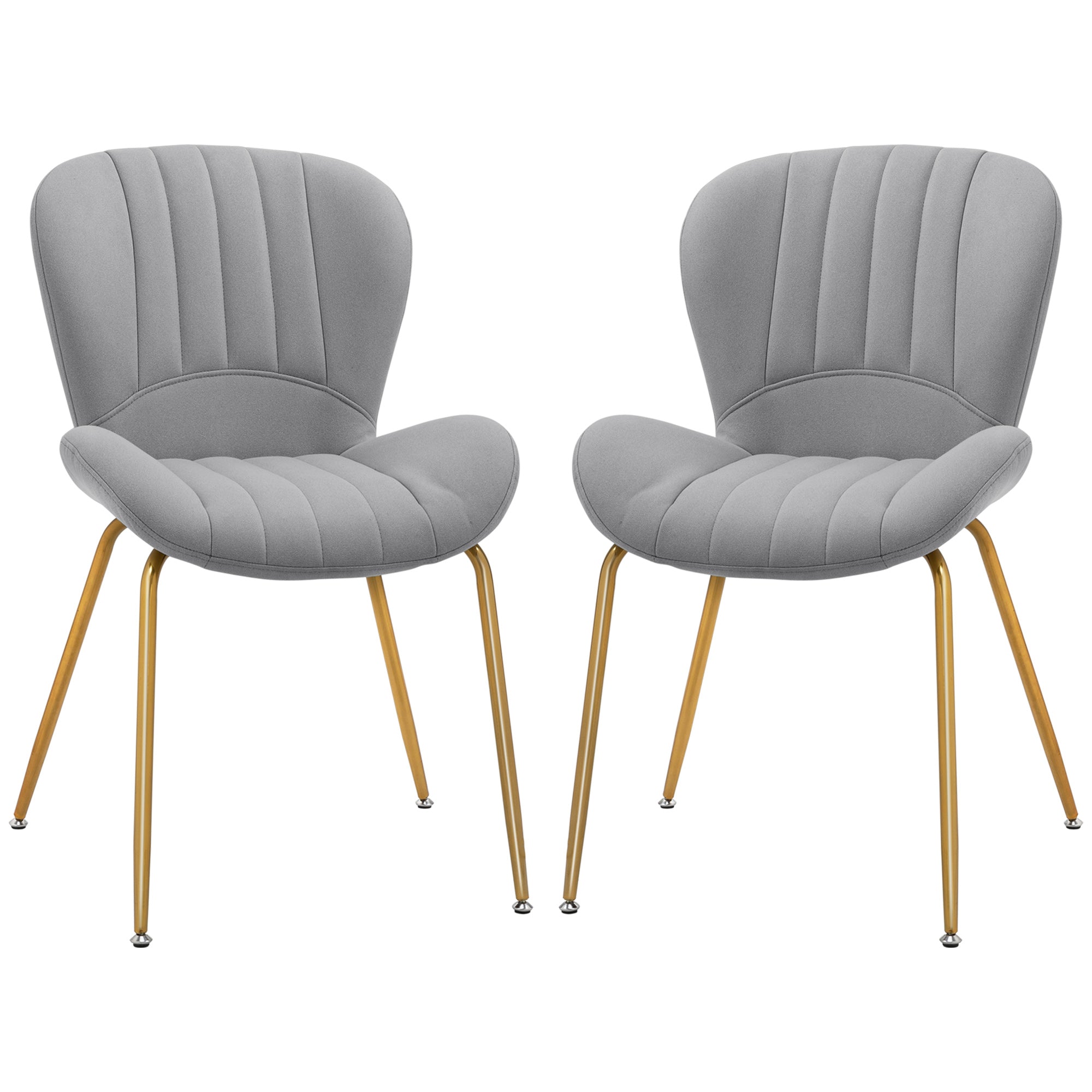 HOMCOM Dining Chairs Set of 2, Modern Accent Chair with Cushioned Backrest, Upholstery for Living Room, Grey 