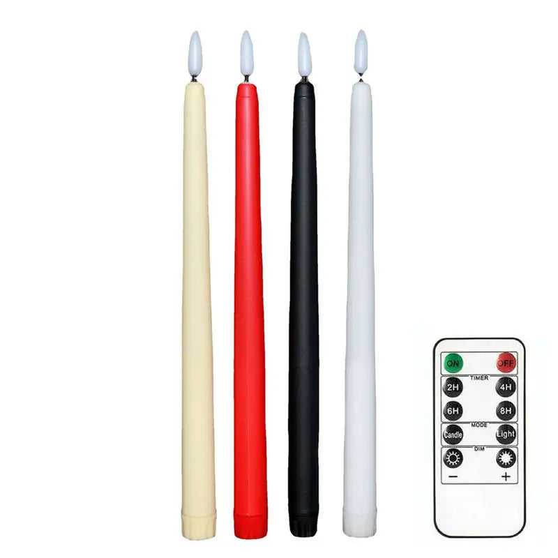 Set of 6 Remote Controlled Christmas Taper Candle 28cm 3D Flame Led stick Candles Home Bar table Decorative Lighting 11" -Amber