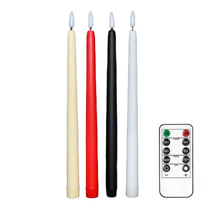Set of 6 Remote Controlled Christmas Taper Candle 28cm 3D Flame Led stick Candles Home Bar table Decorative Lighting 11" -Amber 