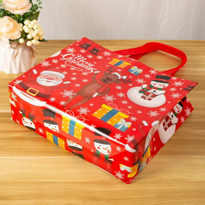 Christmas Gift Bags Santa Elk Snowflake Tote Bag Children's Gift Bags Thickened Non-woven Waterproof Bag Christmas Decoration