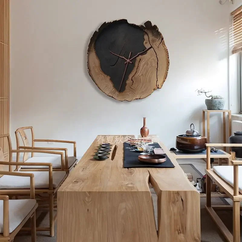 Abstract Painting Irregular Minimalist Wood Wall Clock Living Room Decoration Creative Simple Restaurant Clock 30cm/40cm 