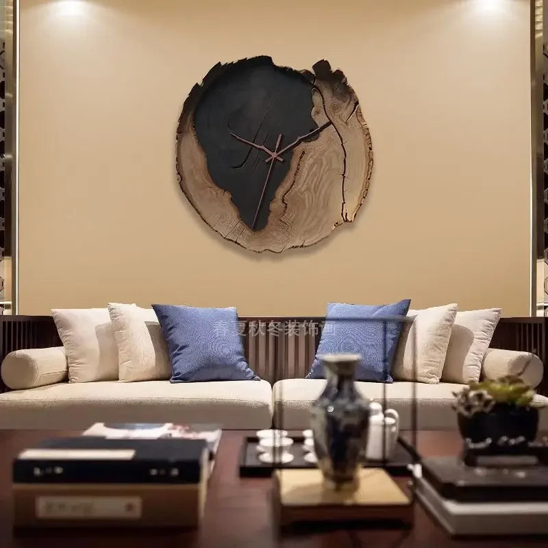 Abstract Painting Irregular Minimalist Wood Wall Clock Living Room Decoration Creative Simple Restaurant Clock 30cm/40cm 