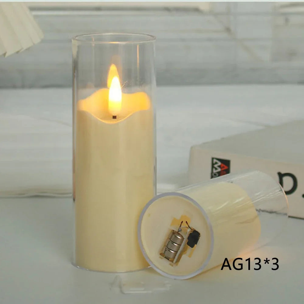 1Pcs Led Electric Candles Lamp Flameless Acrylic Glass Battery Flickering Fake Tealight Candle for Wedding Christmas Decorative