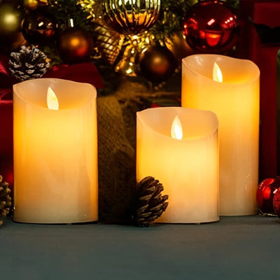 1pc Flameless Votive Candles with Moving Flame Battery Operated LED Pillar Candles for Wedding,Christmas,Halloween Festival 