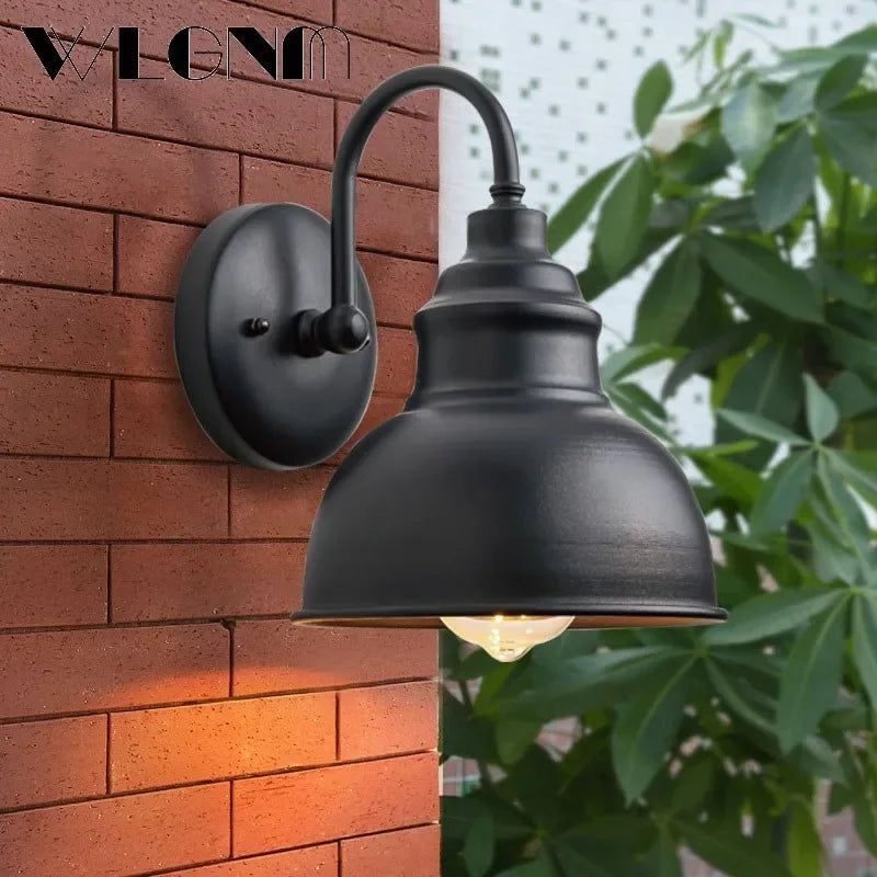 Waterproof LED Wall Lamp – Vintage Outdoor Iron Light for Garden, Porch, Aisle, Staircase, Balcony, Patio, and Courtyard