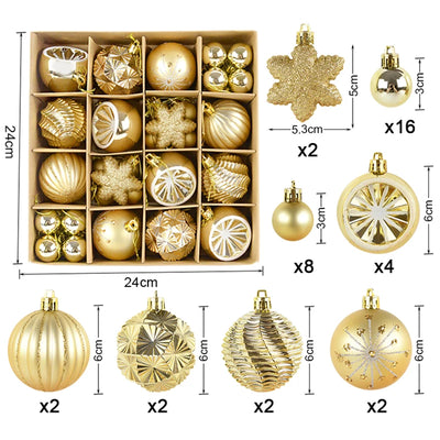 1Box Christmas Ball Ornaments Red White Gold Xmas Tree Hanging Pendant Merry Christmas Home Decorations New Year Gifts 2024 Noel 