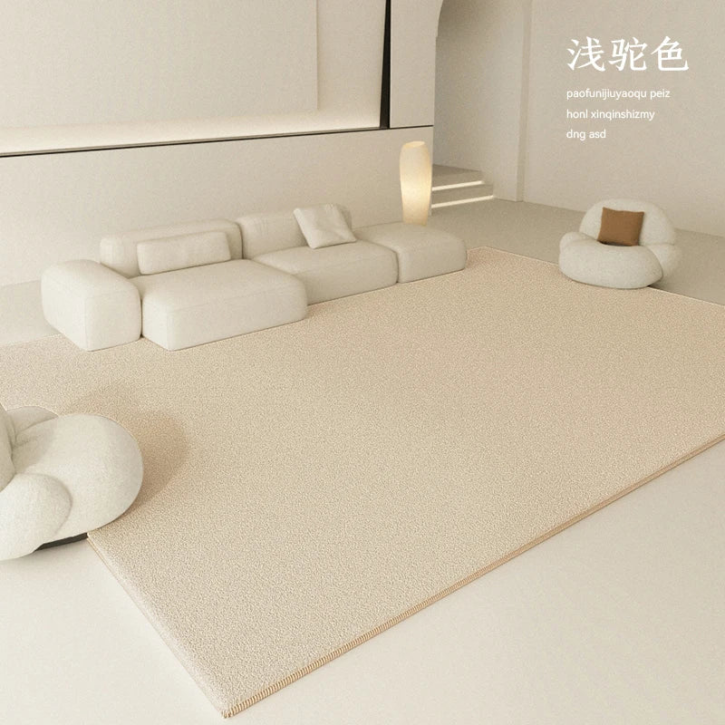 Minimalist Solid Color Living Room Decoration Carpet Large Area Lounge Rug Japanese Cream Rugs for Bedroom Thick Plush Floor Mat 