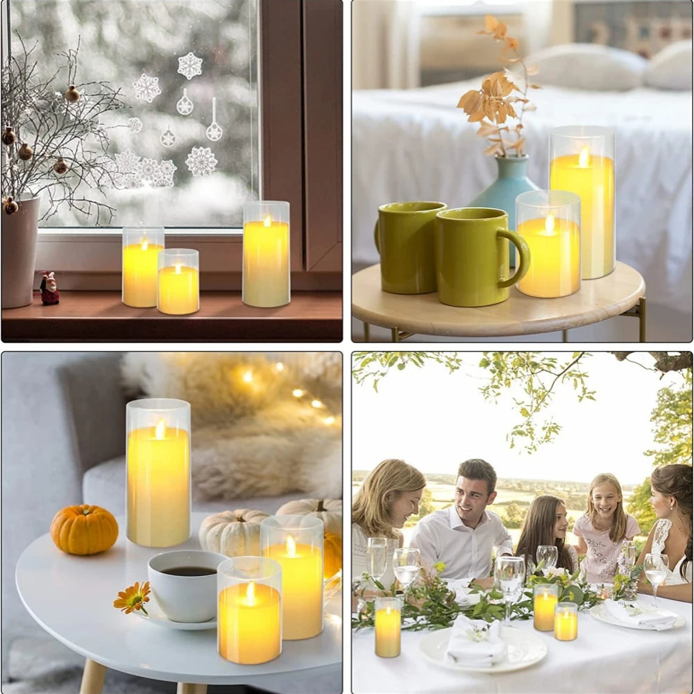 Remote Control Timer LED Electronic Candle Lights Flameless Candle Paraffin Wax LED Candle Set For Christmas Wedding Decor