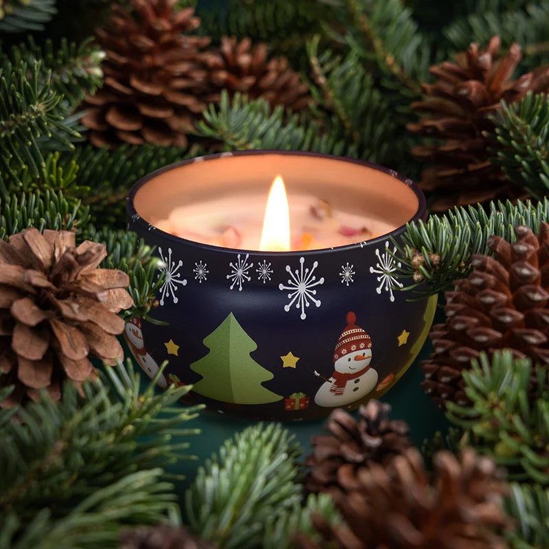 1pcs Christmas Aromatherapy Candles Santa Claus Snowmen Tin Cans Candle Christmas Decoration For Home Xmas New Year 2024 Navidad