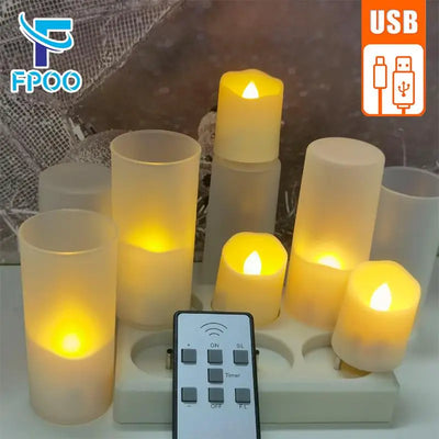 Led Candles With Flickering Flame Timer Remote Control For Halloween Home Decoration USB Rechargeable Tealights Electric Candles 