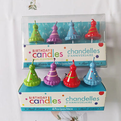4pcs/lot Candles Christmas Party Decorations Christmas Hat Dot Candles for Christmas Cake Cupcake Decorations Toppers 
