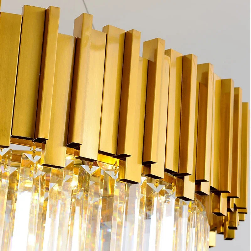 Modern Luxury Gold & Black Crystal Chandelier - LED Pendant & Ceiling Light for Living Room, Hotel, Hall