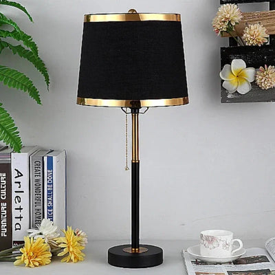 Retro Simple Table Lamp - Pull Switch Light, Luxury Nordic Style Bedside and Study Desk Light for Bedroom and Living Room Decoration 