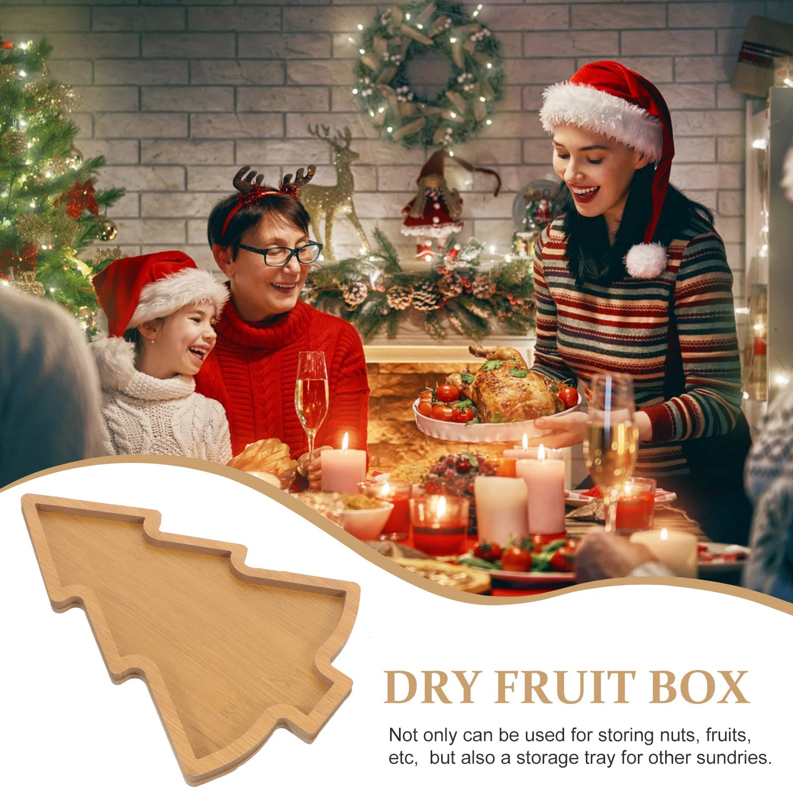 Christmas Serving Dish Beautiful Tray Tree Dessert Plates Light Bulb Wooden Food Man Japanese Candy 