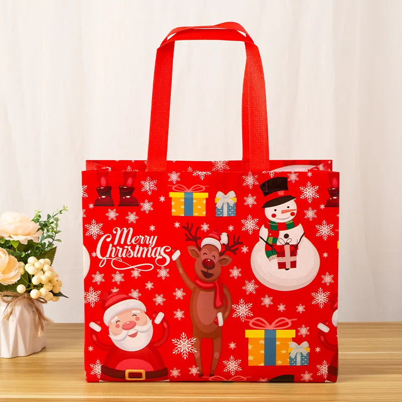 Christmas Gift Bags Santa Elk Snowflake Tote Bag Children's Gift Bags Thickened Non-woven Waterproof Bag Christmas Decoration