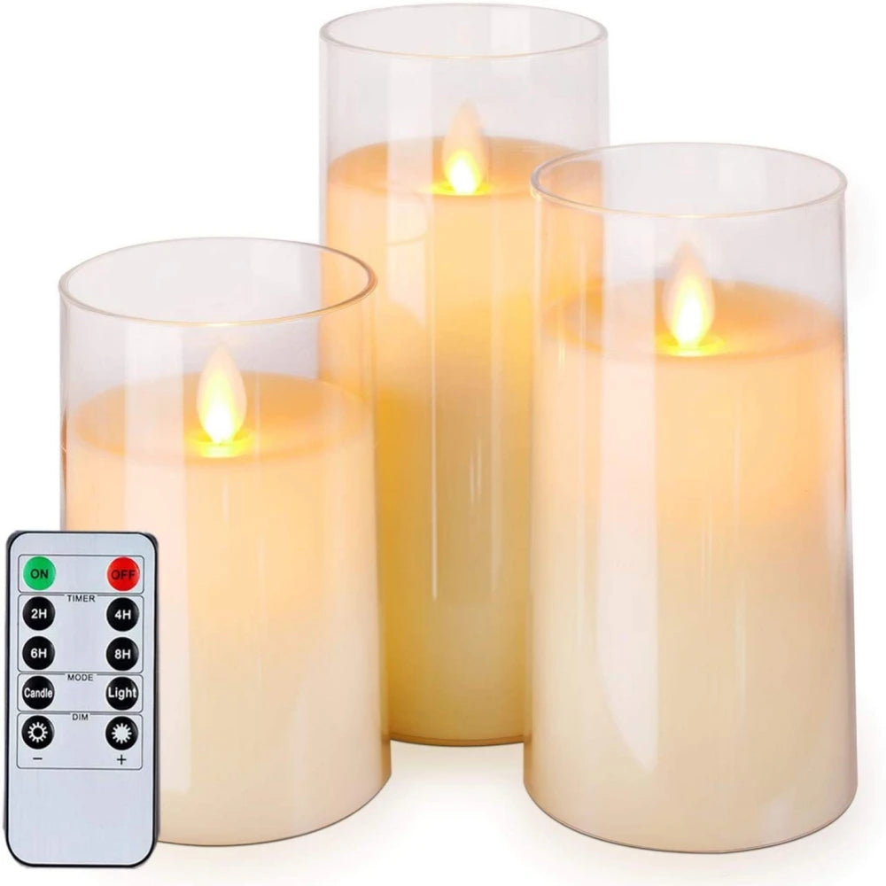 Remote Control Timer LED Electronic Candle Lights Flameless Candle Paraffin Wax LED Candle Set For Christmas Wedding Decor