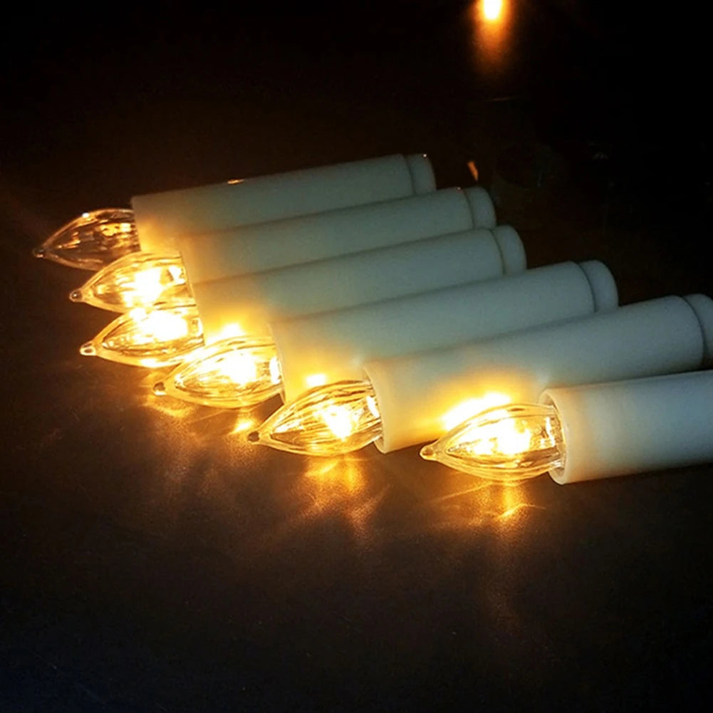 10PCS Flameless LED Candles Battery With Timer Remote Battery Operated Christmas Tree Candles with Clips for Stick Candlestick