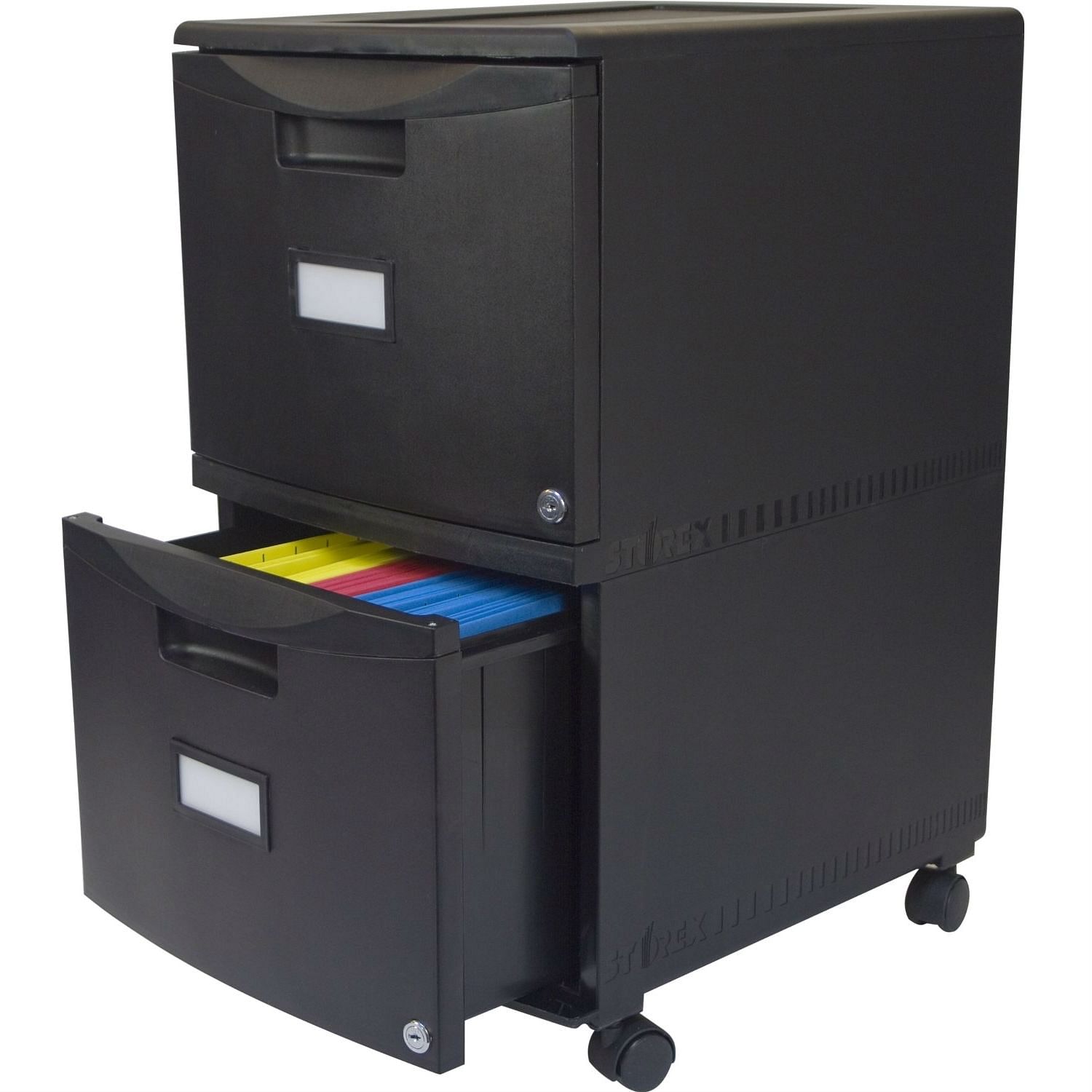 Black 2-Drawer Locking Letter/Legal size File Cabinet with Casters/Wheels - Free Shipping