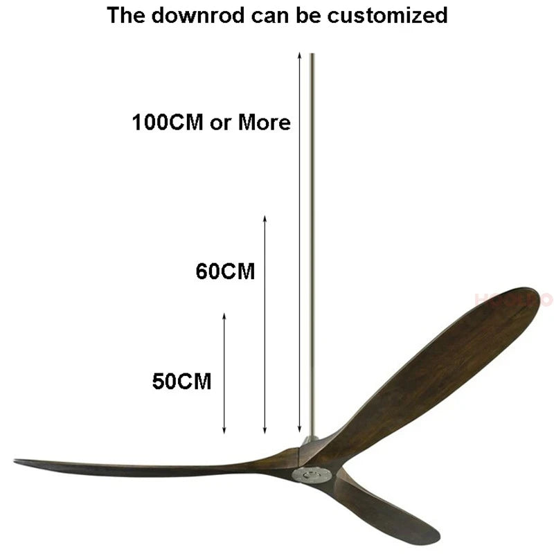 42/52/60/70 Inch Wooden Blade DC Ceiling Fan – 85V-260V Motor, Decorative, with Remote Control, Free Shipping