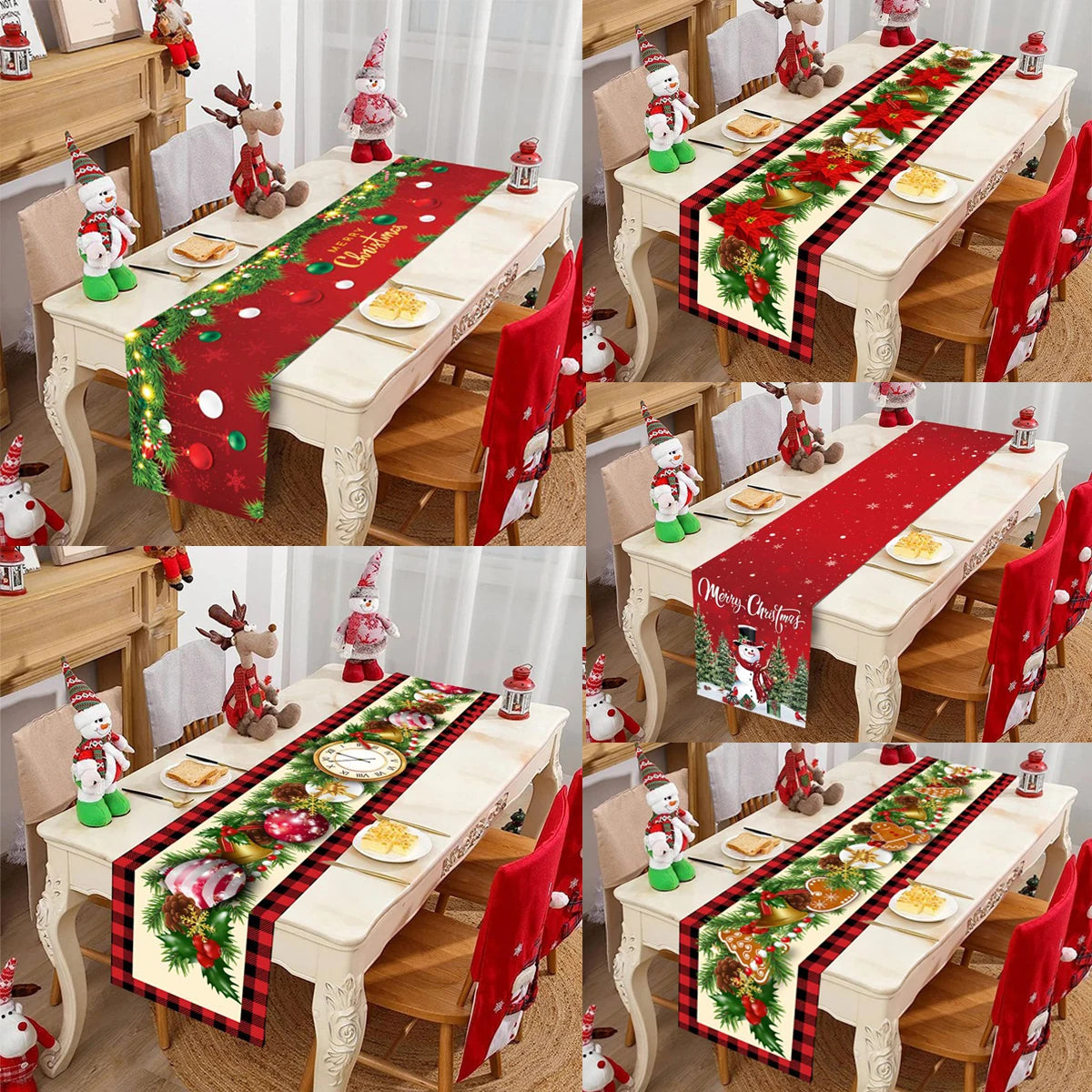 2024 Christmas Table Runners Merry Christmas Decoration for Home Tablecloth Table Cover Xmas Gifts Navidad Noel New Year 2025 