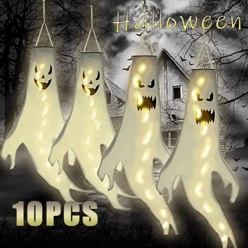 Halloween Decoration Spooky Windsock LED Ghost Pendant Outdoor Horror Venue Decoration Props Halloween Decoration Props