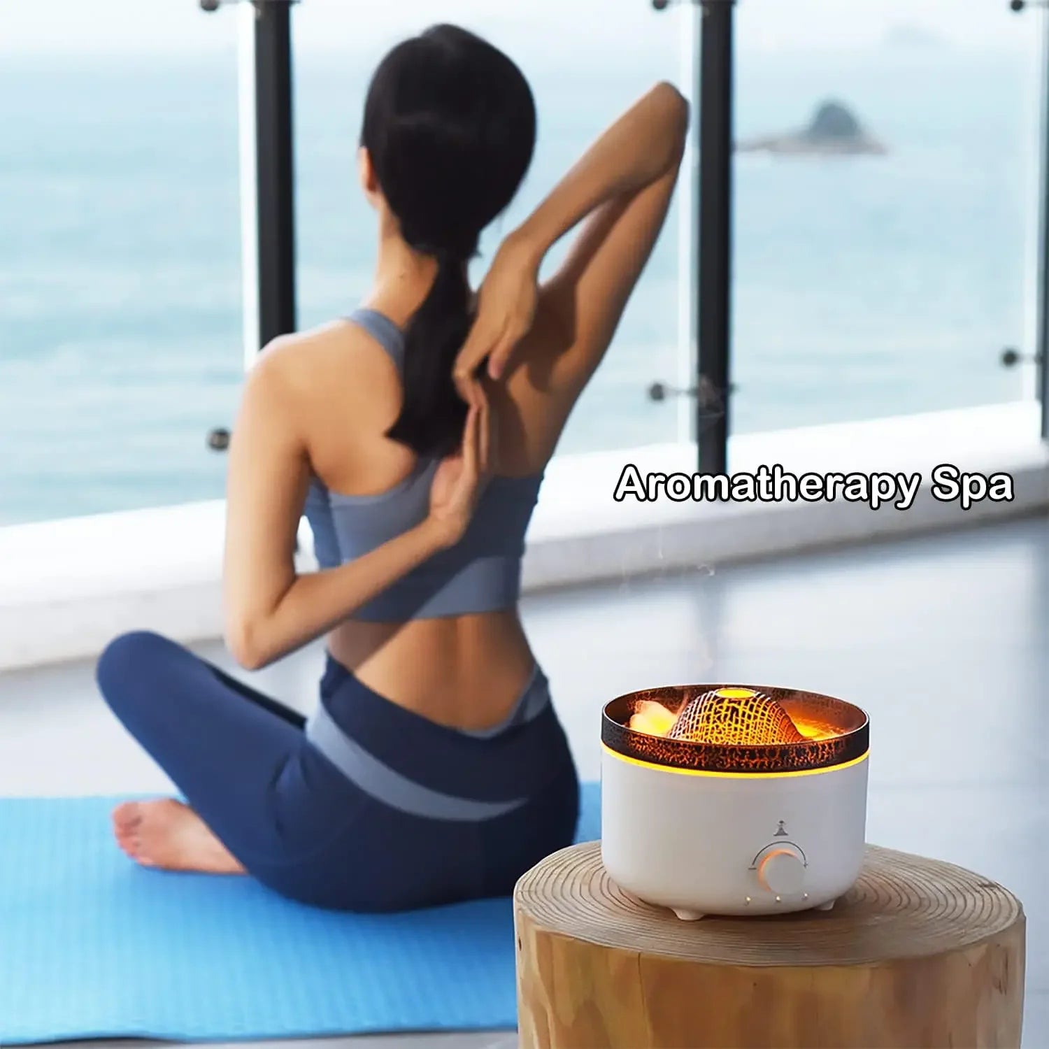 1pc Volcano Jellyfish Aromatherapy Machine – USB, Ultrasonic, Large Capacity Flame Humidifier