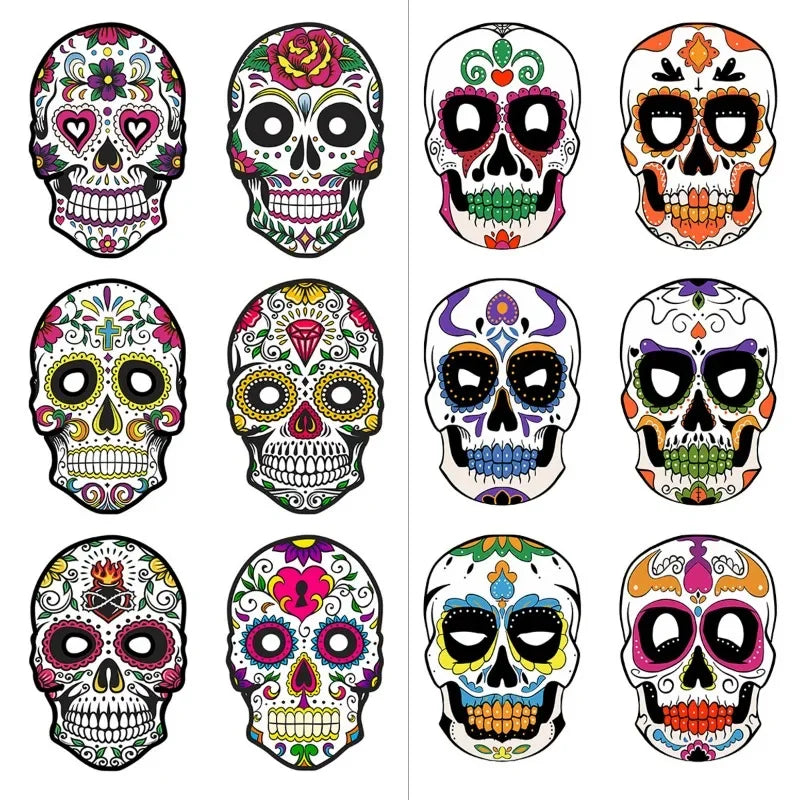 Mexican Day of The Dead Masks Diy Skull Mask Halloween Party Masquerade Paper Skeleton Ghost Face Masks Halloween Decorationv