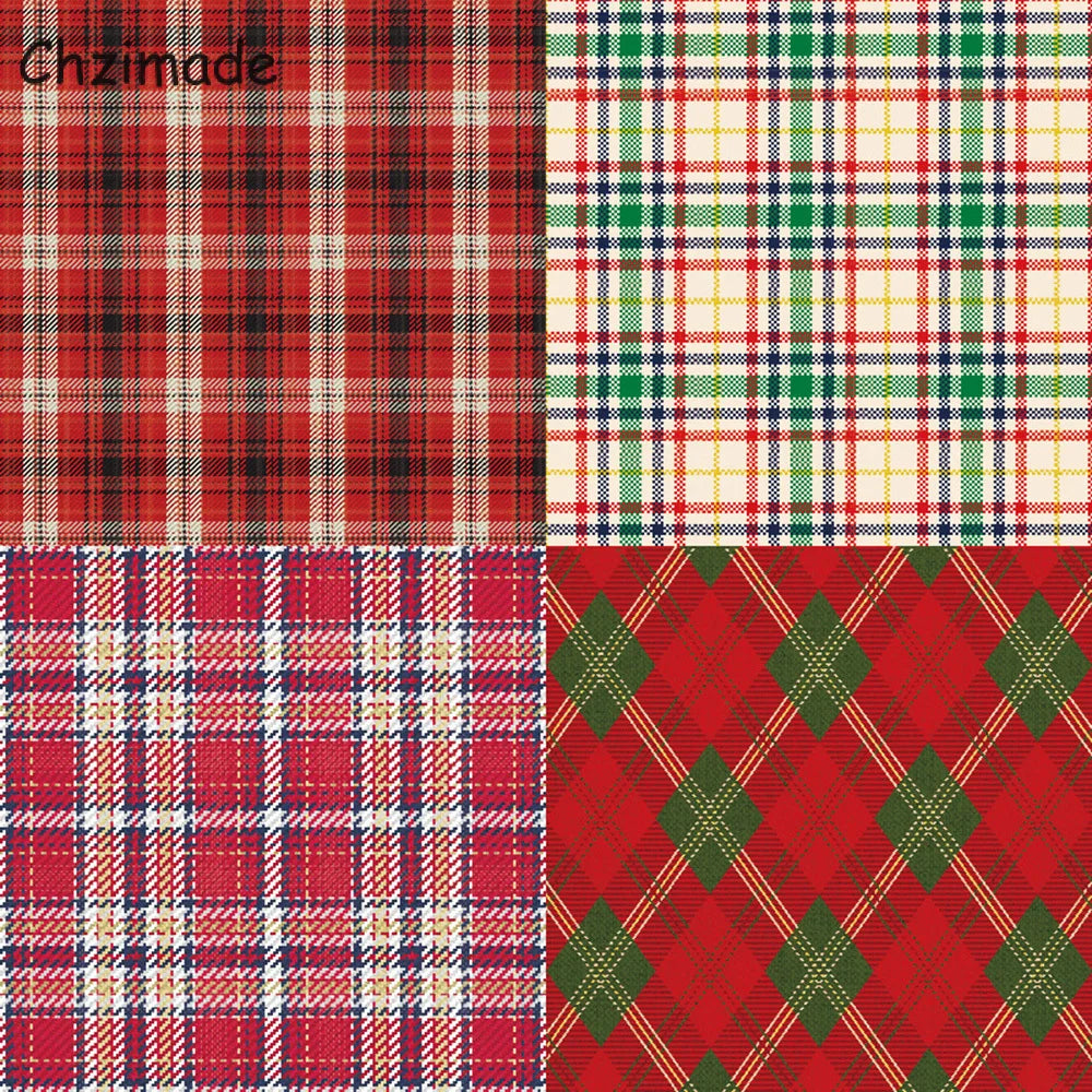 Chzimade 12 Sheets Christmas Gingham Scrapbook Paper Journal Planner Paper Pad Card Backgrounds Card DIY Art Craft Decoration 