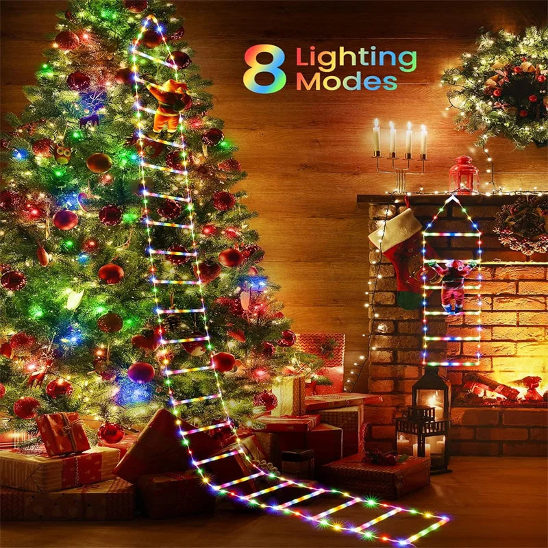 0.75/3M Santa Claus Ladder Lights Christmas Tree Lights Decor for Indoor Outdoor Decoration Window Garden Hanging LED String 