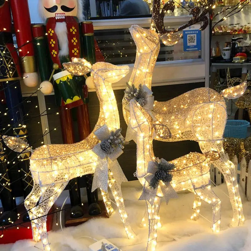 Christmas deer Christmas glowing deer hotel business scene window decoration mother and child deer ornaments outdoor set props