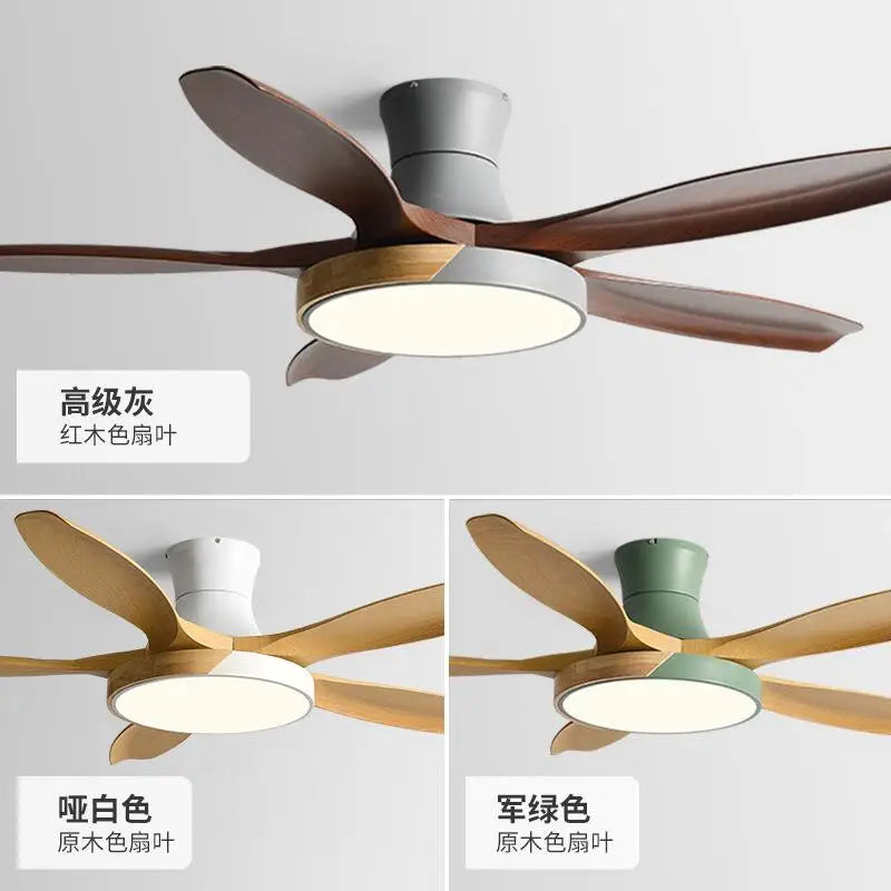 Large Wood Ceiling Fans with LED Light - 48,52,60 Inch DC Motor, Remote Control, 110V,220V for Living Room & Bedroom 