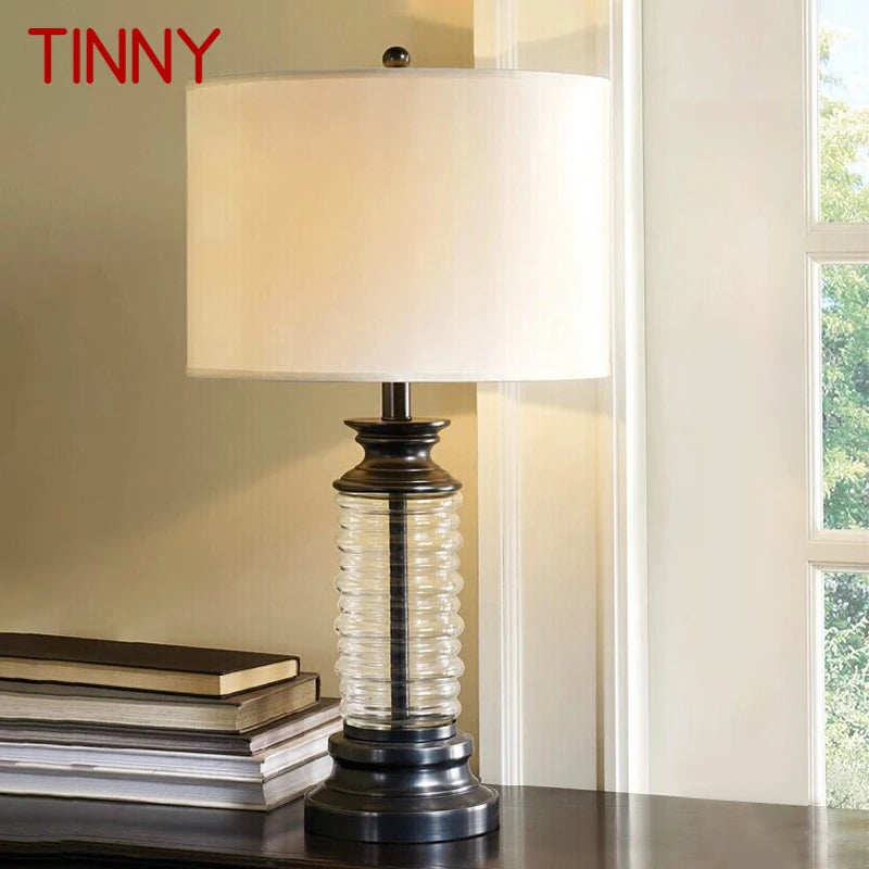 TINNY Modern Glass Table Lamp – LED Nordic Vintage Creative Dimming Desk Light for Home, Living Room, Bedroom, and Study