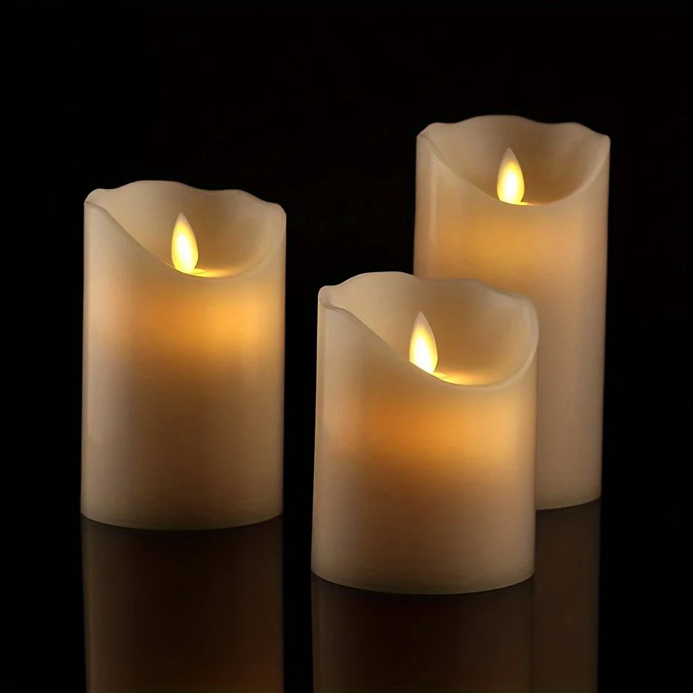 1pc Flameless Votive Candles with Moving Flame Battery Operated LED Pillar Candles for Wedding,Christmas,Halloween Festival