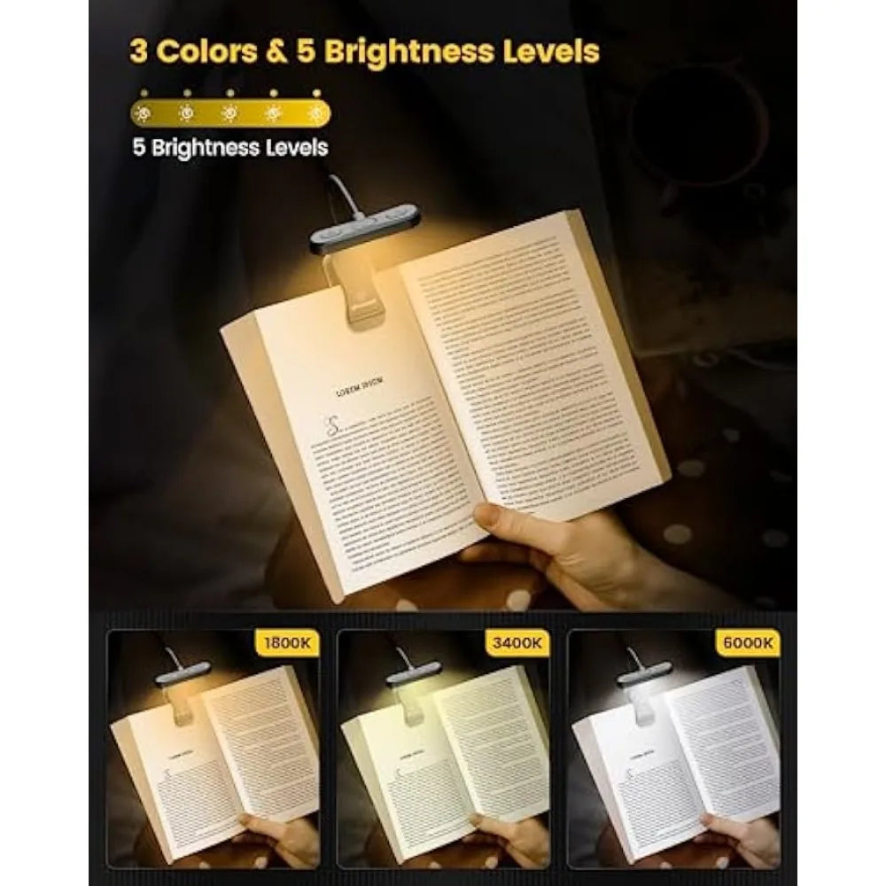 Eye-Caring Horizontal ET-Head Book Light – Dimmable Brightness, USB Rechargeable, Bedside Reading Night Light 