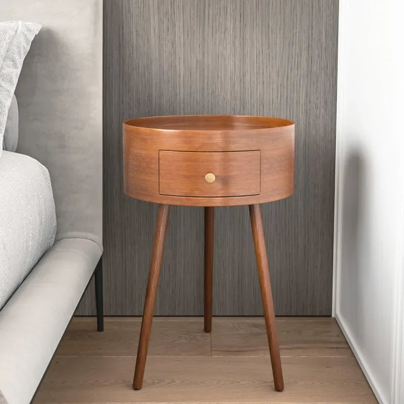 Ultra-Narrow Small Bedside Table – Modern Simple Nordic Design, Light Luxury Round Coffee Table for Small Family, Sofa, Hotel, and Homestay