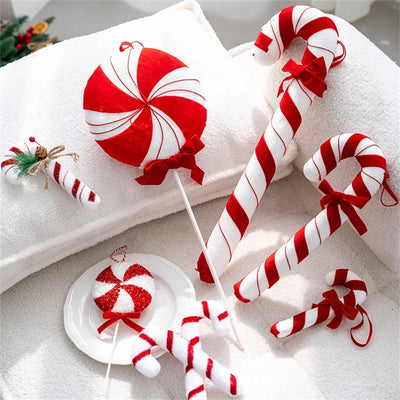 Christmas Large Candy Canes Christmas Tree Lollipop Decoration Ornaments White and Red Decorative for Home Party Decor Xmas Gift 