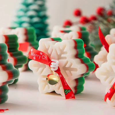Christmas Decor Snowflake Scented Candle Handmade Snowflake Shape Aromatherapy Candles Holiday Gifts Scented Fragrance Candles 