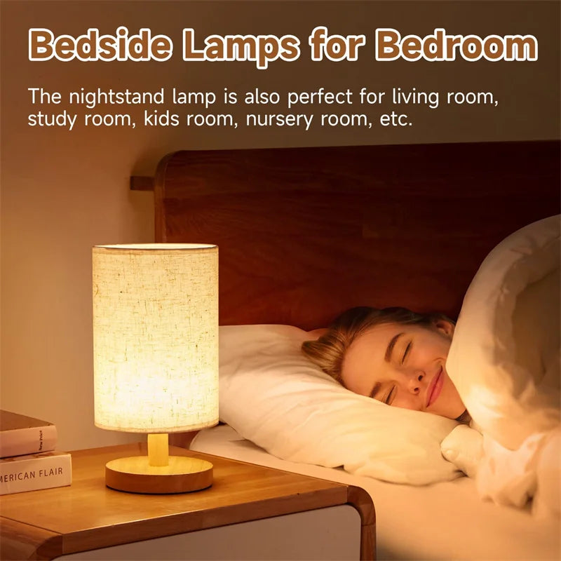 USB Powered Modern Nordic Wood Table Lamp – Night Light for Bedroom Illumination, Warm White, Wooden Bedside Lamp, Ideal Gift for Kids Room Decor