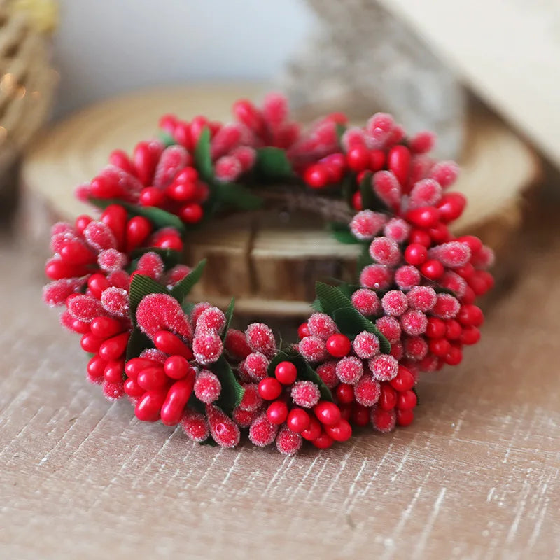 Artificial Berry Wreath Candle Rings Candlestick Garland 2024 Christmas Decoration for Home Wedding Party Home Table Arrangement