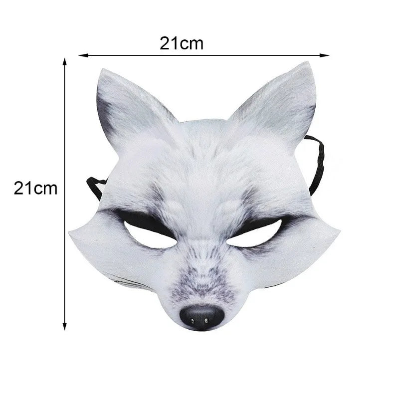 1-10PCS Halloween Mask  Carnival Party Masks Animal Cosplay Mask Animal Half Face White Fox Mask Halloween Decoration