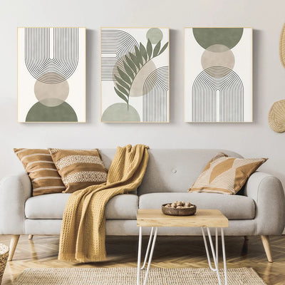 Nordic Modern Minimalist Style Wall Art Poster Mimosa Green Plants Home Decor Bohemian Geometric Living Room HD Canvas Paintings 