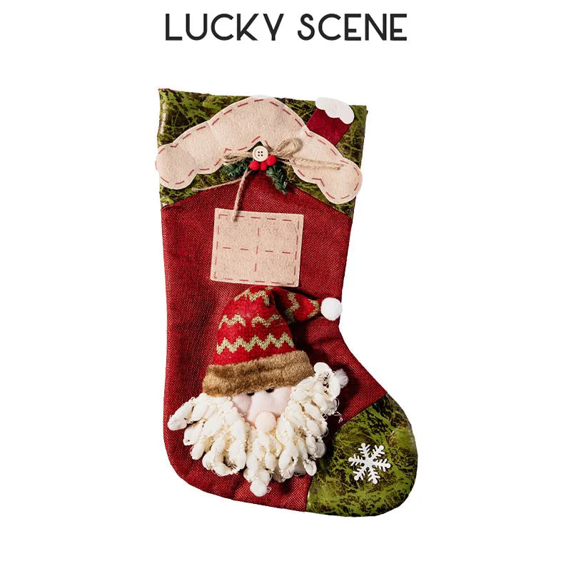 Large Size Christmas Stockings Candy Bag Pendant Large Stockings Christmas Decoration Gift Bag Snowman S01487