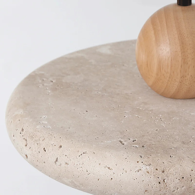 Retro Natural Stone Art Pendant Light – Yellow Travertine LED Chandelier for Bedroom, Bedside, and Home Decoration 
