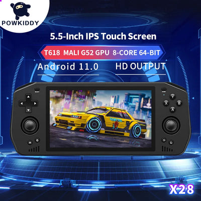 Powkiddy X28 Handheld Retro Game Console - Android 11, Unisoc Tiger T618, 5.5 Inch Touch IPS Screen 