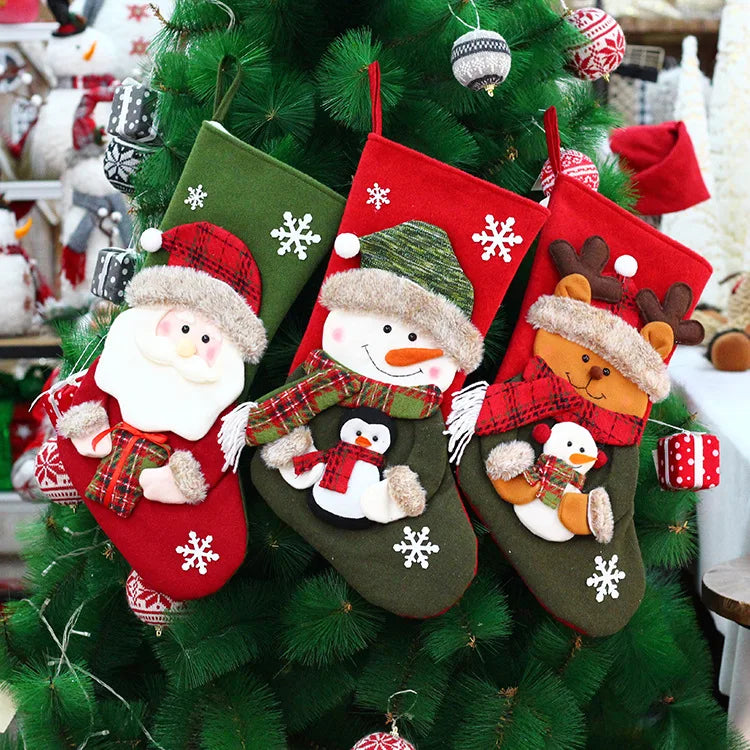 New Christmas Socks Decorative Socks Gift Bag Christmas Tree Hanger Christmas Decoration Gift