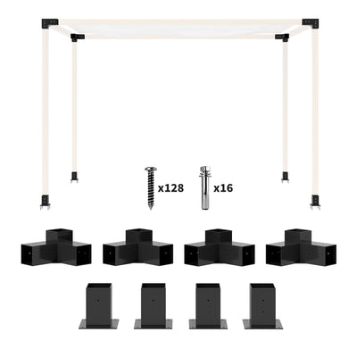 Outsunny 8PCS Pergola Kit, Pergola Brackets with 3-Way & 4-Way Corner Brackets for 4"x4" (Actual 3.6"x3.6") Lumber 