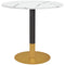 Round Dining Table, Modern Dining Room Table with Faux Marble Top, Steel Base, Space Saving Small Kitchen Table, White